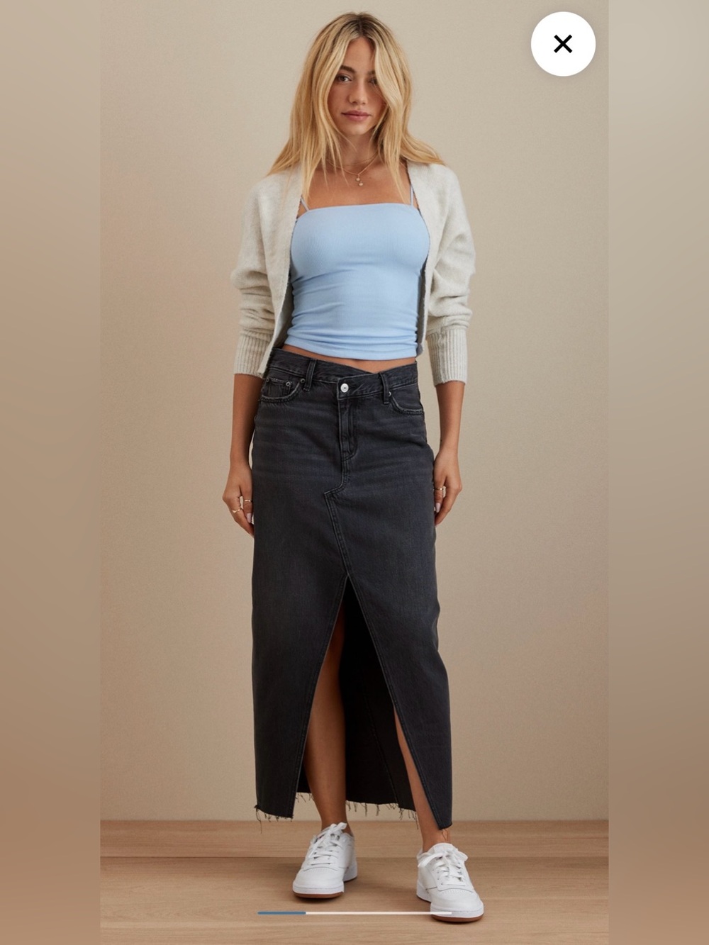NWT AE 90’maxi denim skirt 4